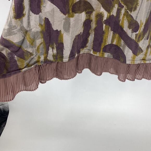 LOGO Lounge Lori Goldstein Ruffle pleated Hem Abstract Print Tunic pockets - Picture 3 of 7